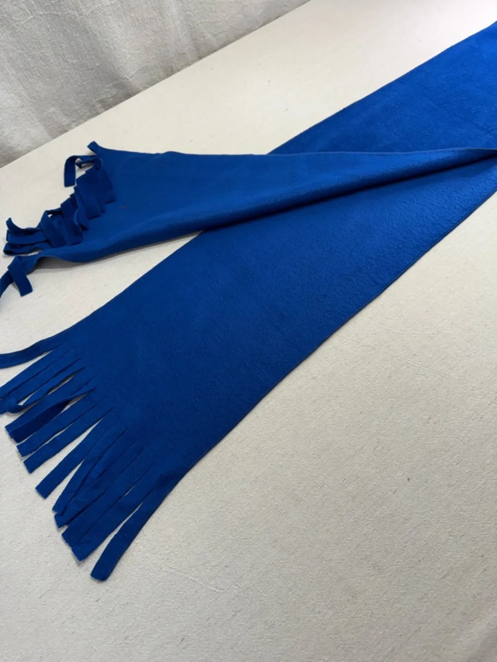 Weignachtarket Royal Blue Fleece Scarf with Fringe from Germany